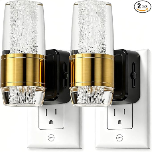 ropelux LED Night Light Plug into Wall, 2 Pack Acrylic Nightlight with 0-100 LM Adjustable Brightness, 3000K Plug in Night Light with Dusk to Dawn Sensor, for Bathroom Bedroom Hallway (2)