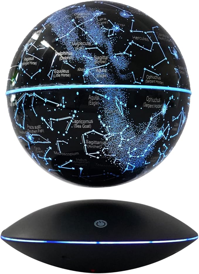 Magnetic Levitating Globe with LED Light,Floating Globes Constellation Ball Night Light Cool Tech Children Educational Gift Home Office Desk Decor