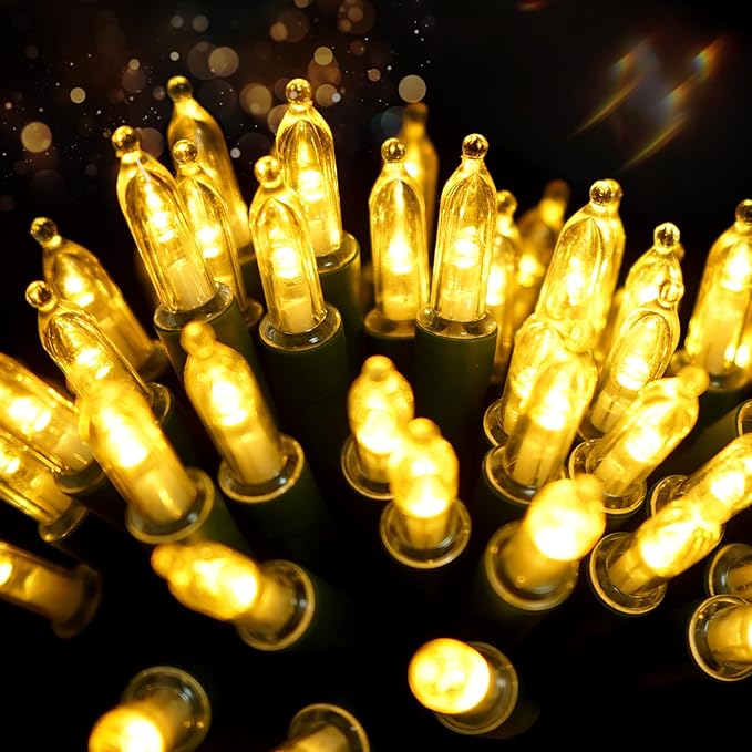 2 Pack 100 LED Outdoor Christmas Lights, 35FT Battery Operated Mini String Lights with 8 Modes & Timer Xmas Tree Lights Waterproof for Patio Garden Party Wedding Holiday Decor Warm White