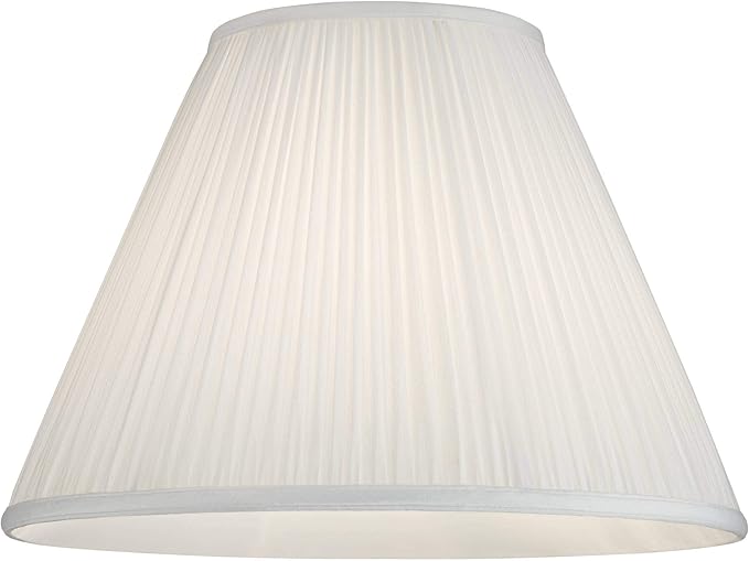 White Mushroom Pleated Large Empire Lamp Shade 7" Top x 16" Bottom x 12" Slant x 11.25" High (Spider) Replacement with Harp and Finial - Springcrest