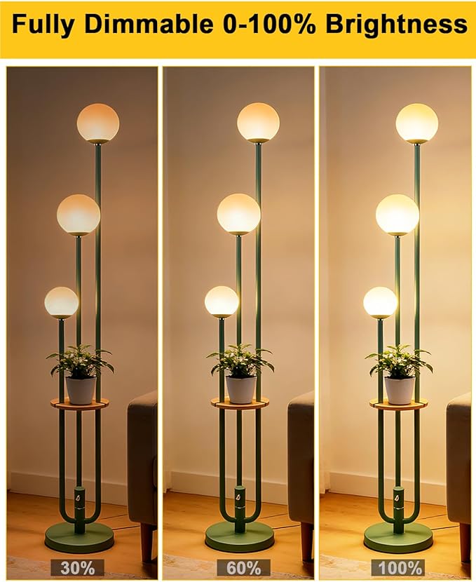 Lightdot 63IN Floor Lamp with 3 Green U-Pole, Modern Floor Lamp with 3000K Warm White LED Bulbs Included, Candle Holder Style Modern Tall Lamp for Living Room/Wedding/Party/Sofa Beside/Corner Decor