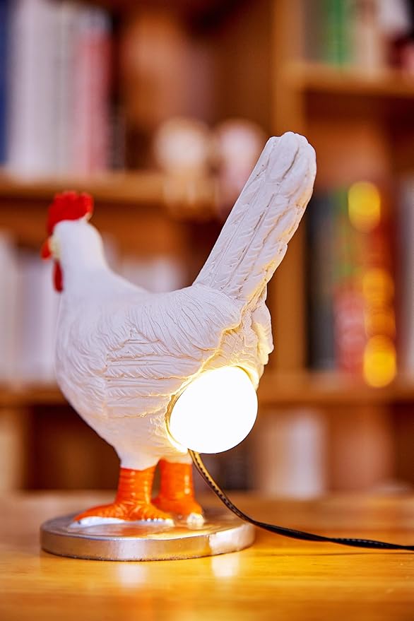 Chicken Lamp, 3D Resin Hen Laying Egg with Color Gift Box, Lifelike LED Egg, Funny Easter Christmas Birthday Gift