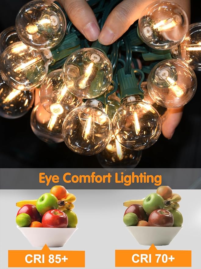 SUNSGNE 25 Pack G40 LED Replacement Light Bulbs, 0.6 Watt Globe String Light Bulbs, Waterproof Replacement Bulbs for Outdoor String Lights, Warm White