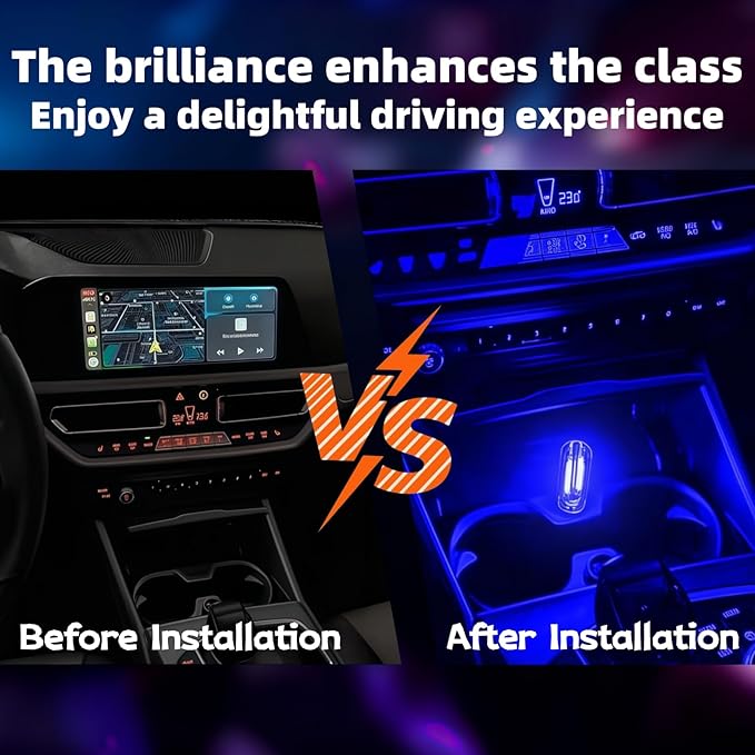 LED Car Interior Light, Touch Control USB Night Lamp, Retro Style Ambient Lighting for Auto, Bedroom, Desk (Blue Light)