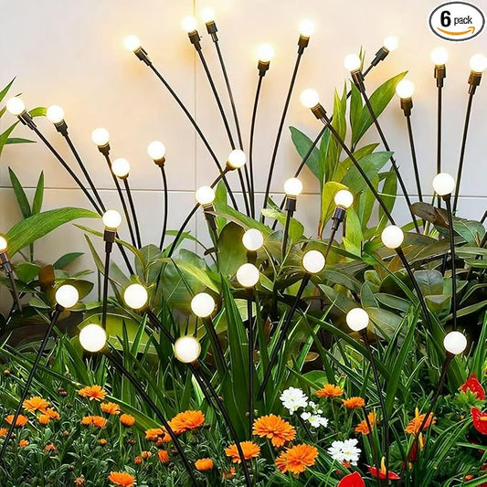 Solar Garden Lights Outdoor Waterproof Upgraded Flexible Titanium Wires Wind Swaying Firefly Lights for Patio Yard Pathway Unique Dancing Solar Decor Gifts for Women Christmas (6Pack)