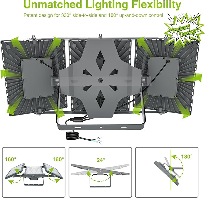 STASUN LED Flood Light Outdoor, Max Series 900W 90000lm 6000K Daylight IP66 Waterproof, Commercial Parking Lot Light,3 Heads for Yard Street Stadium House Floodlight Security Lights for Outdoor Area