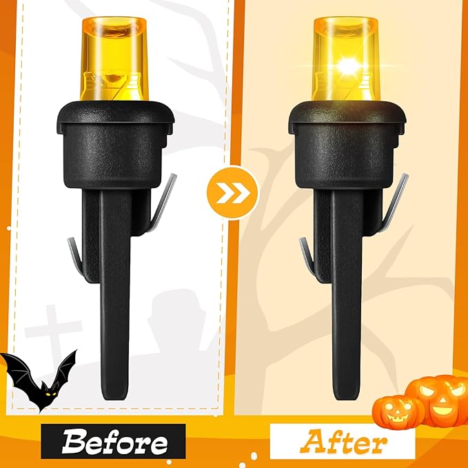 Honoson 180 Count 5 mm LED Halloween Replacement Bulbs Bulk Wide Angle Christmas Light Xmas Tree String Replacement Festival Light Decoration (Black Base with Orange Colors Bulb)