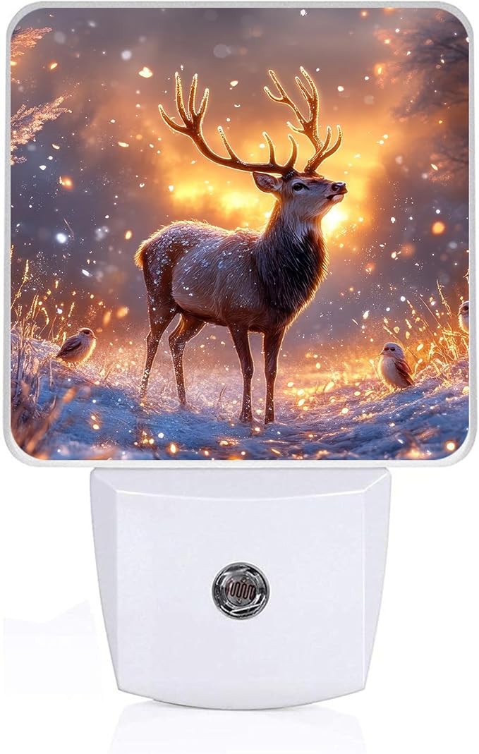 Forest Deer Night Light,Night Lights Plug into Wall,Led Lamp for Stairway/Hallway/Bedroom 0.5W Nightlight Sleep Friendly