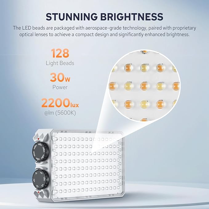 Godox Litemons C30Bi Bicolor LED Panel Light with Diffuser, 8610Lux 30W 2800K-6500K Camera Light with Silent Fan, TLCI96+ for Outdoor Photography Live Streaming Zoom Calls