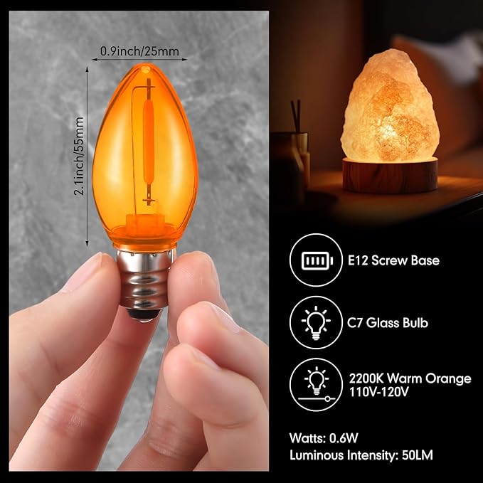 Meonum 4 Pack Accessory Cord with Single C7 LED Light Bulb, 7.6FT Blow Mold LED Light Cord with On/Off Switch for Halloween Pumpkin Christmas Village Paper Lantern Holiday Ceramic Trees