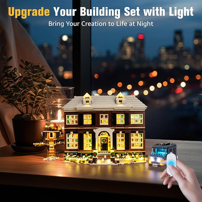 BrickSoul Upgrade Light Kit for Lego 21330 Home Alone House Building Set | with ON/Off & Dimmer Switch & Hidden Cable Tech | Easy Install Lighting Set (21330 Set NOT Included)