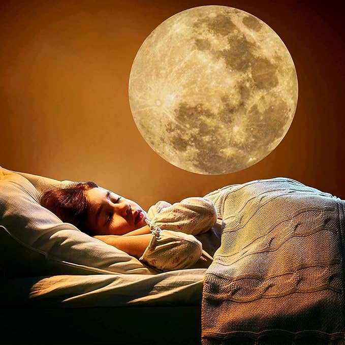 Moon Lamp Projector Night Light, 360° Rotatable Moon Lamp USB Powered Lighting with Bracket,Mood Light Photography Romantic Atmosphere Lamp for Selfie Backgroun Bedroom Decor Moon Fantasy Lovers