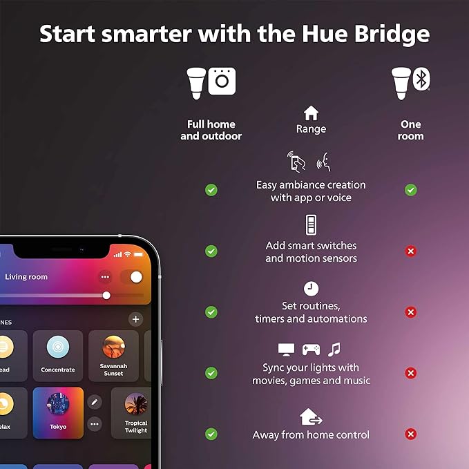 Philips Hue Smart Play Starter Kit - Two Black Hue Play Light Bars+Hue Bridge+Power Supply - For TV, Gaming and Room Decor, Control With App, Works With Voice Assistants
