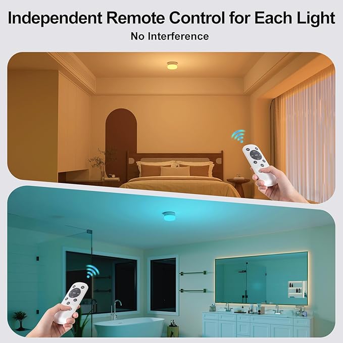 NIORSUN Rechargeable RGB Shower Light with Silicone Cover - Wireless Waterproof LED Shower Lights for Inside Shower, Remote Control & Magnetic Mount, Shower Lamp for Bathroom Closet Bedroom, 1 Pack