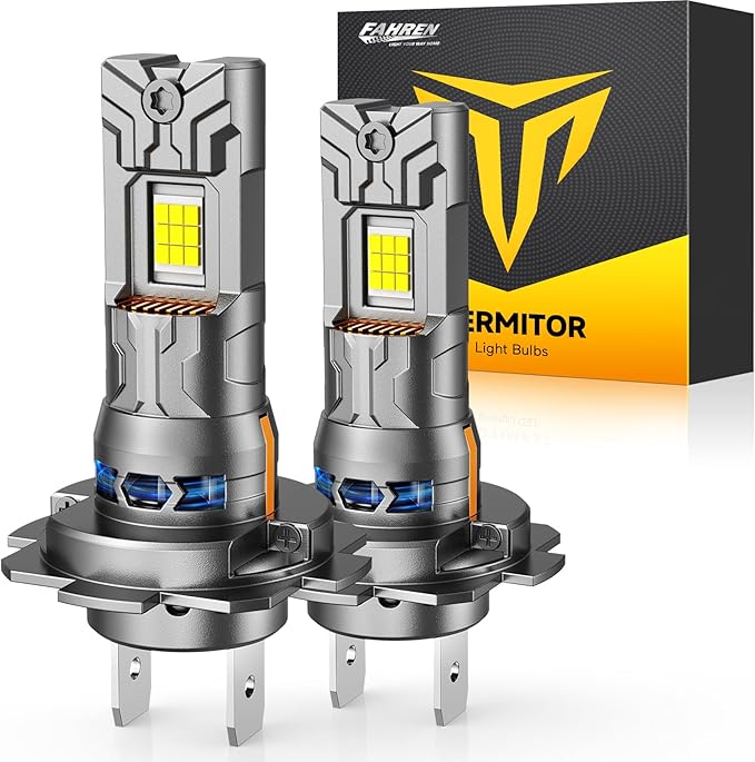 FAHREN H7/H7LL Light Bulbs, [5th-Gen & Brightest] 60000LM 12X Ultra Brighter, 1:1 Mini Size Real Plug and Play, No Extra Adapter Needed, 6500K Cool White H7 Fog Light Bulbs with Cooling Fan, Pack of 2