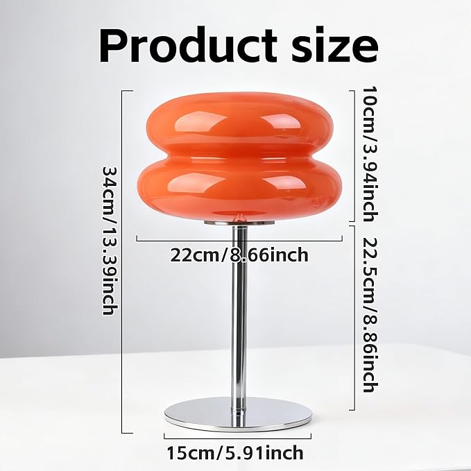Bedroom Mushroom lamp, Medieval Modern Bedside Table lamp, dimmable Retro Egg Tart Headlight, Unique Home Mushroom Decoration Aesthetic Lovely Living(Orange)