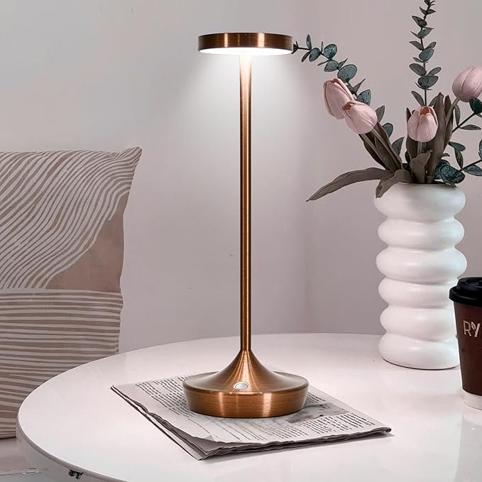 Cordless Table Lamp Rechargeable - 6000mAh LED Battery Operated Table Light - Portable Touch Dimmable Outdoor Waterproof Table Lamps for Patio Bar Restaurant Dining (2 Brown)
