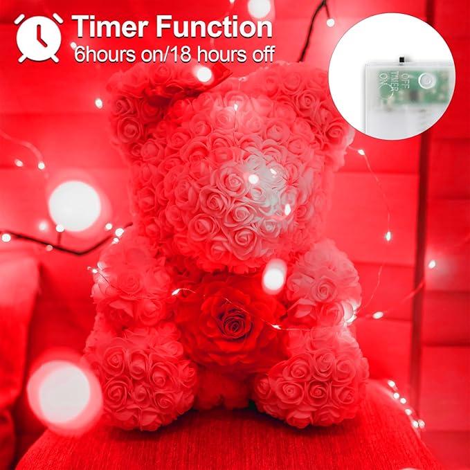 YAOZHOU Christmas Decorations Red Fairy String Lights, Battery Operated with Timer, 2 Pack Total 33FT 100 Led Mini Battery Powered Mason Jar Waterproof Firefly Lights DIY Party Halloween