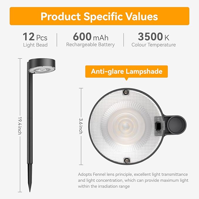 6 Pack Solar Pathway Lights Outdoor, 12 Brighter LED Solar Lights Outdoor Waterproof, Up to 12 Hrs Modern Path Light for Yard Garden Walkway Driveway Lawn, Cool White