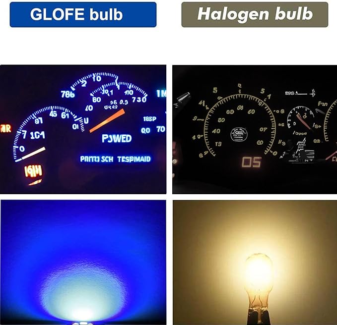 T10 194 168 Dash Instrument White LED Light Bulbs Bright Panel Gauge Cluster Dashboard Bulbs 10Pcs/Set (Blue)