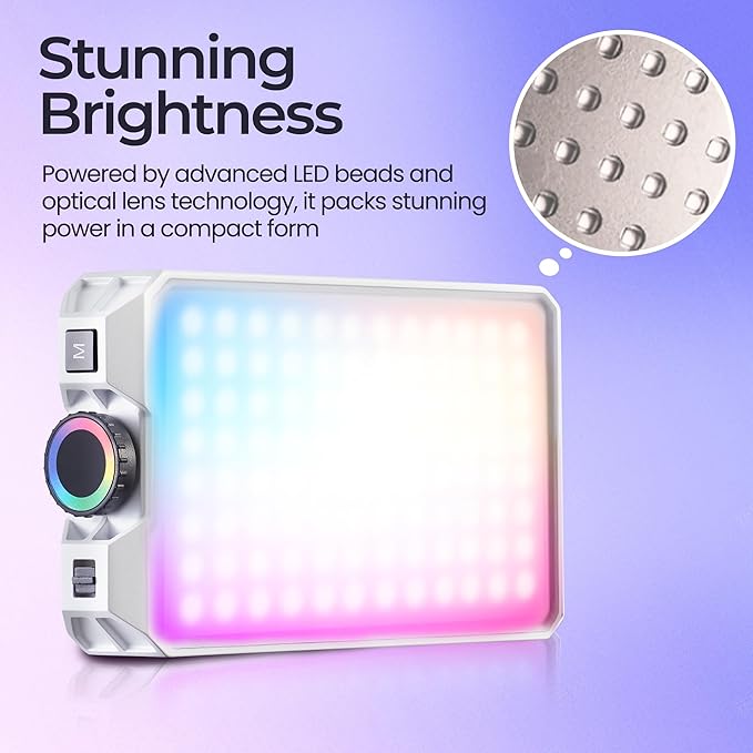 GODOX Litemons C30R RGB Led Video Panel Light,30W On Camera Pocket Lights CCT 1,800K-10,000K,3350mAh Rechargeable for Photography,Videographer and Vlogging