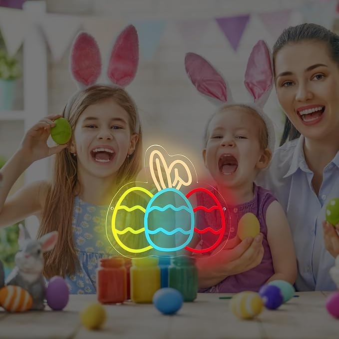 Neon Easter Eggs Sign for Easter Decorations, Party Home Room Decor, Wall Decor, Easter Gifts for Kids