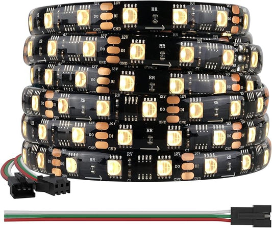 BTF-LIGHTING WS2814 IC RGBW RGB+Warm White (Similar WS2812B) Addressable DC12V 16.4FT 60LED/m 20pixel/m Flexible 4 Colors in 1 Dream Color LED Strip IP65 for Home Decor (No Adapter or Controller)