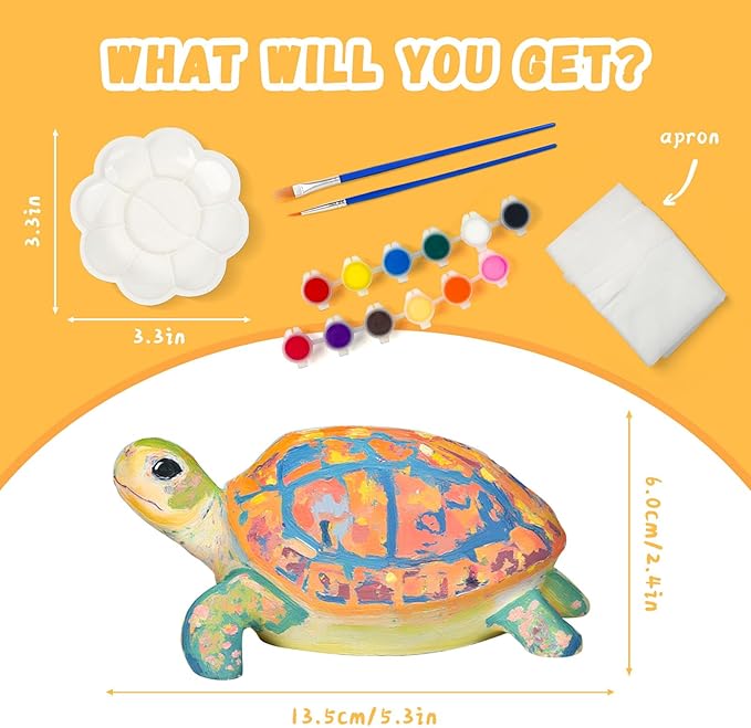 Paint Your Own Turtle Lamp Kit, Arts and Crafts for Kids Ages 6-8, Arts and Crafts for Kids Ages 8-12, DIY Turtle Light for 10 Year Old Girl Gifts, Art Supplies for Girls Boys Birthday Ages 3 4 5 6 7+