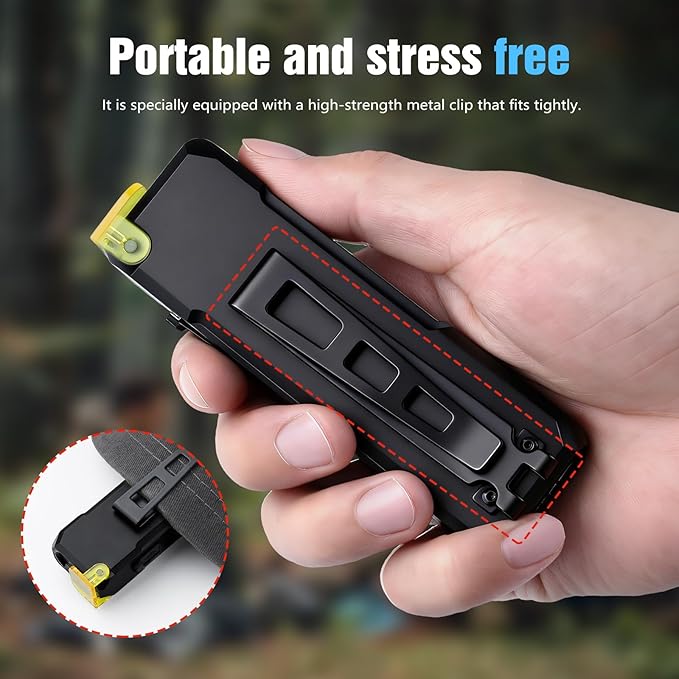 EDC Rechargeable Flat Flashlight 1000 Lumens White LED/UV/RGB Ambient Signaling Flashlights, Magnetic Clip on Pocket Light for Outdoors, Emergency, Working (1, Black, Compact)