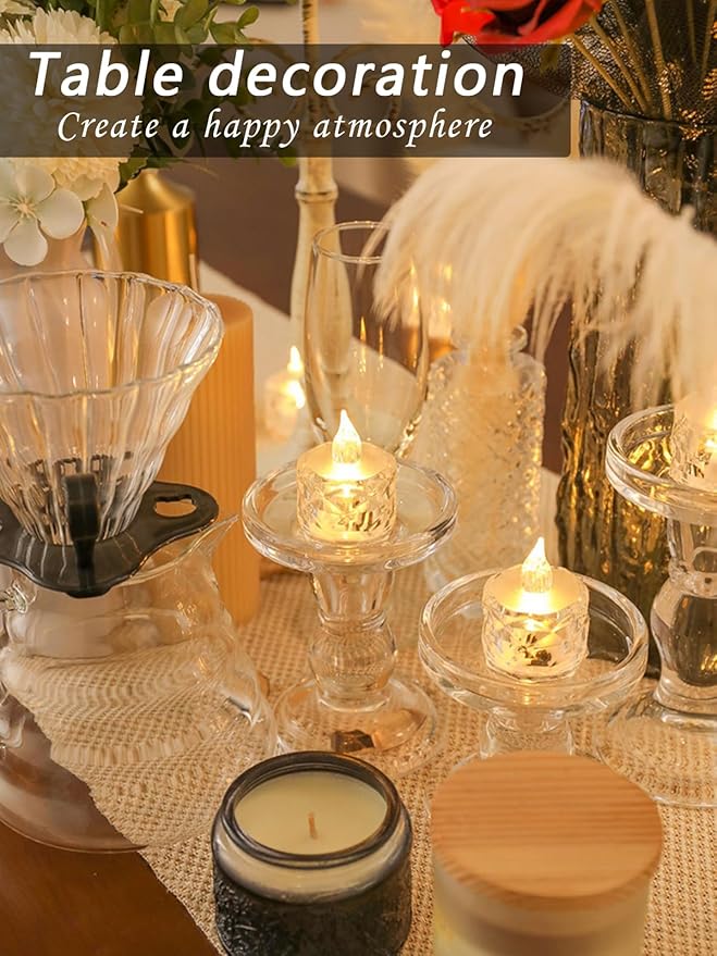 12PCS Flameless Candles, Battery Operated LED Tea Lights for Valentine‘s Day, Christmas, Wedding, Anniversary, Table Centerpiece Decor, Wishing