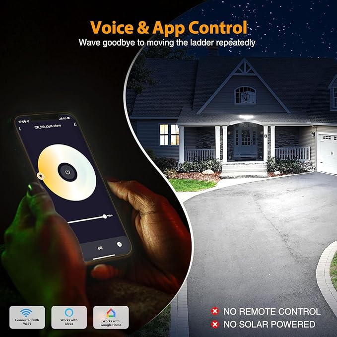 Onforu 5 Heads 120W 12000LM Smart LED Security Lights Motion Sensor Outdoor, APP Control 340° Illumination WiFi Alexa Flood Ligh 2700K-6500K Exterior Motion Detector, IP65 Wall Light for Yard, White