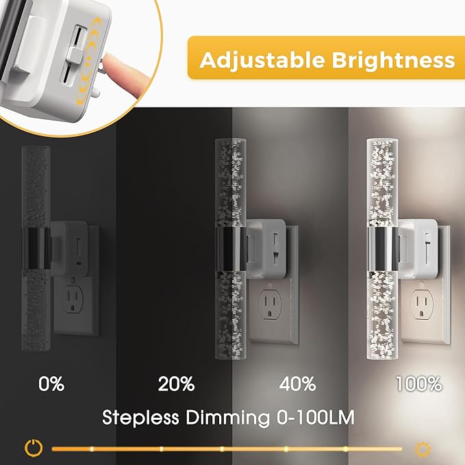 L LOHAS LED Bright Night Light, Night Lights Plug into Wall, 180° Rotating, Auto Light Sensor, Daylight White 5000K, Dimmable Nightlights for Bedroom Bathroom Hallway, 2 Pack