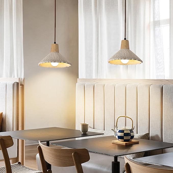 Pendant Lights Kitchen Island Wabi Sabi Lamp Flower Shaped Chandelier,Nordic Concrete Pendants Lamp, 15W Japanese Style Kitchen Hanging Lights with Adjustable Cord for Dining Room,Bedside,Hallway