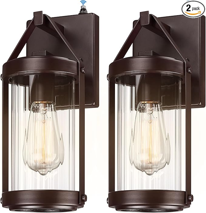 LONEDRUID 2 Pack Dusk to Dawn Sensor Outdoor Wall Sconce Lighting Waterproof Exterior Porch Lantern Rustic Outside Garage Light Fixtures Wall Mount for House Patio Front Door