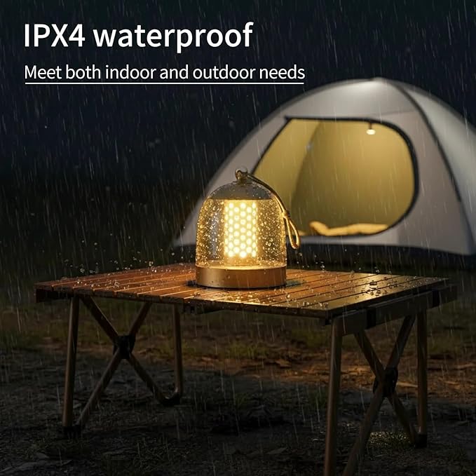 Camping Lantern, IPX4 Waterproof Touch Control LED Night Light, USB Rechargeable & Long Lasting Battery, Portable Hanging Tent Lamp for Outdoor Camping Hiking Backpacking,Yellow Gold