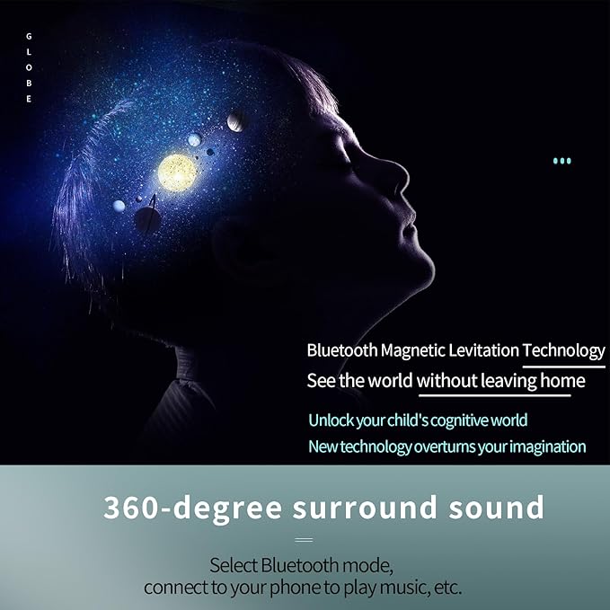 Magnetic Levitation Bluetooth Speaker Constellation Lamp Spinning Floating World Globe For Kids Learning Or Men Boss Office Desk Accessories Decor,Cool Tech Gadgets Unique Desk Toy Gift For Teens