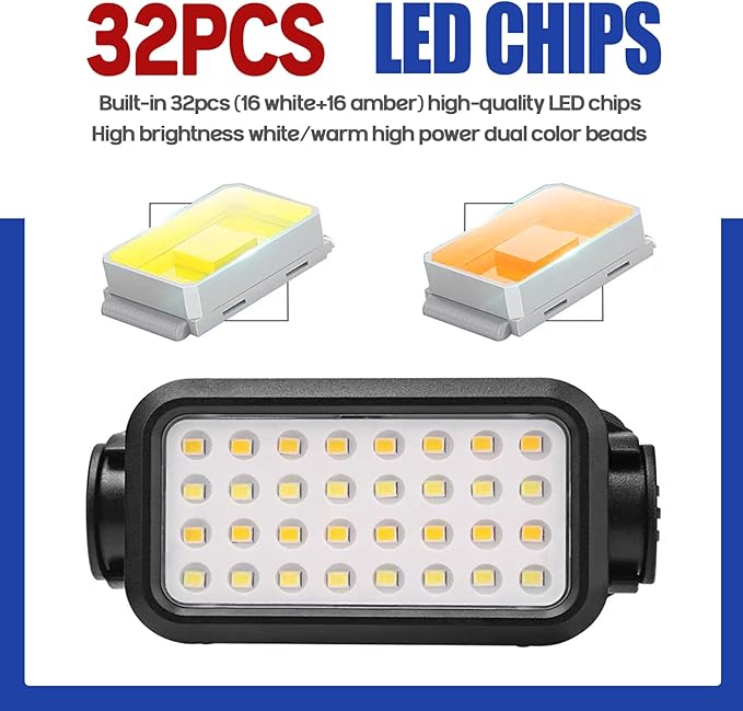 Xislet 2 Pack UTV Dome Lights, 32pcs LED Chips Type-C Rechargeable UTV Interior Light Compatible with Polaris RZR Ranger Can-Am Maverick Honda Talon 1.25"-2.0" Roll Bar Cage Roof Lights