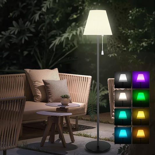 Outdoor Floor Lamp Solar Powered Outdoor Lamps for Patio Waterproof, Rechargeable Indoor Cordless Floor Lamp with Light Sensor, Smart RGB LED Outdoor Lamp for Lawn, Pool, Garden.