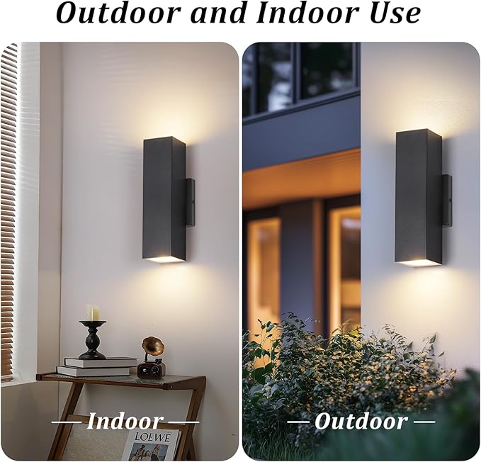 BesLowe 4-Pack Outdoor Wall Lights, LED Up and Down Lights Outdoor, Modern Wall Sconces Porch Light, Black Exterior Lighting Fixtures Wall Mount, Outside Lights for House Front Door Garage, 3000K