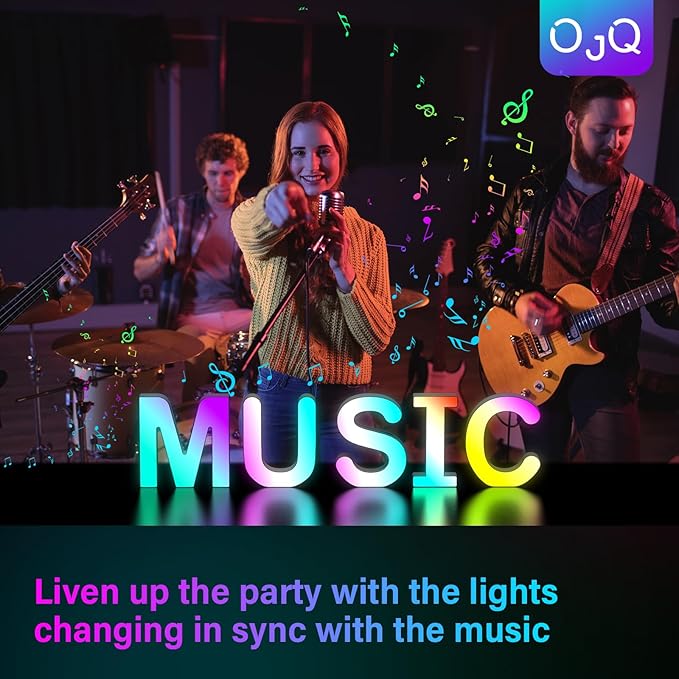 OJQ Light Up Letters LED Letter - Marquee Letters Music Sync Color Change Colorful - Christmas Birthday Gifts for Girl Teen Girl Room Decor Fiesta Party Decorations Dorm Room Essentials for Guys