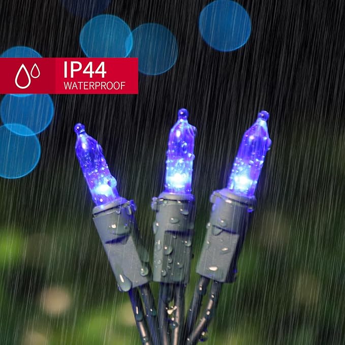 LAMPHOME Blue LED Xmas String Light 100 Count Green Wire 21.6 Ft LED Hanukkah Light for Indoor Outdoor Home Décor, Wedding Independence Day Lighting Decoration
