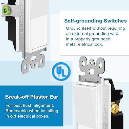 Greencycle 12 Pack Lights Switches Rocker,15 Amp Single Pole Lights Switches White,SP Paddle Light Switch,120V-277V AC,On/Off Wall Switch,Residential/Commercial Grade,Home & Office,UL Listed