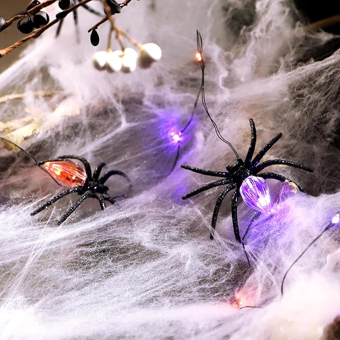 Nature Rattan Pumpkin String Lights Fall Garland with Lights Battery Operated with Remote - Perfect Thanksgiving Halloween Fall Decorations (Spider Fairy)