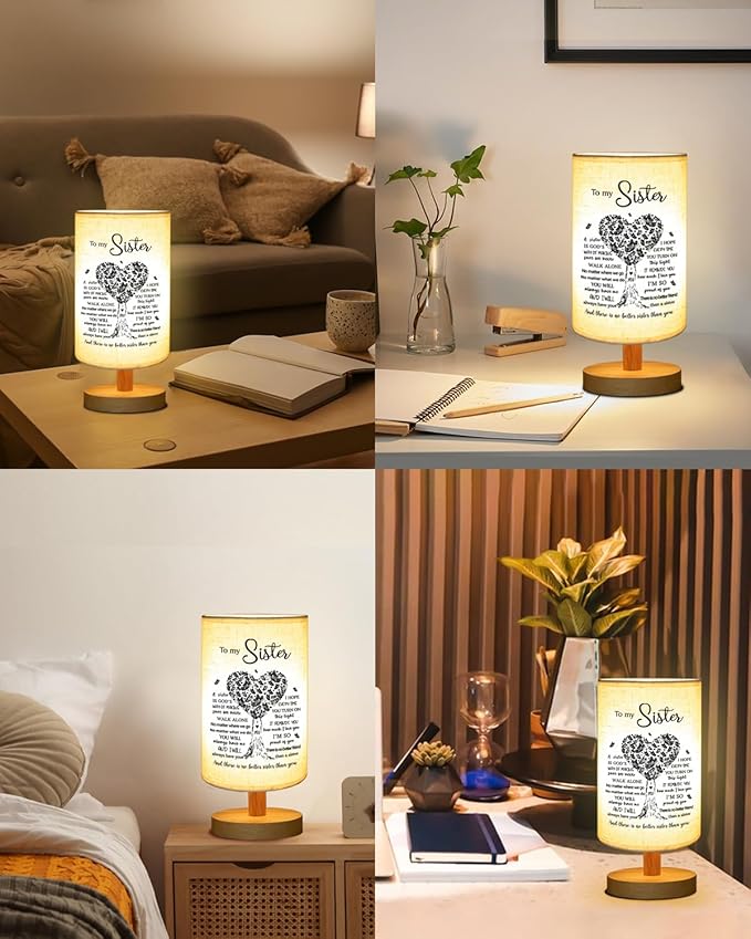 Sisters Gifts from Sister, to Sister Fabric Table Lamp, Sister Mothers Day Birthday Gifts for Sister, Bedside Table Lamp Gifts for Sisters from Sisters Adult