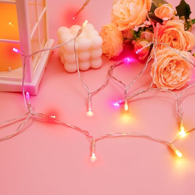 30 LED Valentines String Lights - 10Ft Mini Bulbs Battery Powered Pink Red Yellow Light for Indoor Wedding Anniversary Romantic Dating Party Gifts Valentine Decorations - 8 Modes with Bulit-in Timer