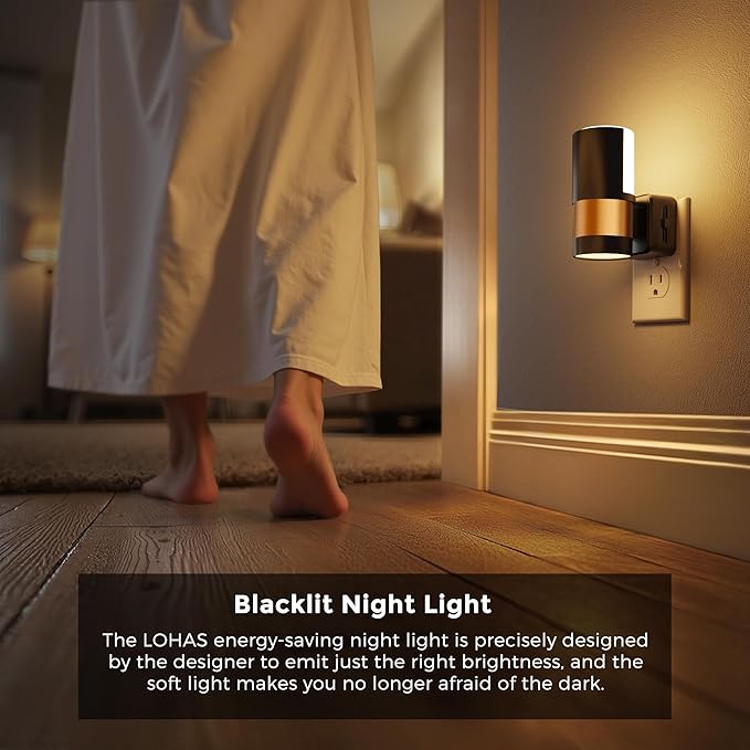 L LOHAS LED Night Lights Plug into Wall with Dusk to Dawn Sensor, Dimmable Night Light with 0-100lm Stepless Dimming, Rotating Plug in Night Light, 3000K Soft White, 2 Pack
