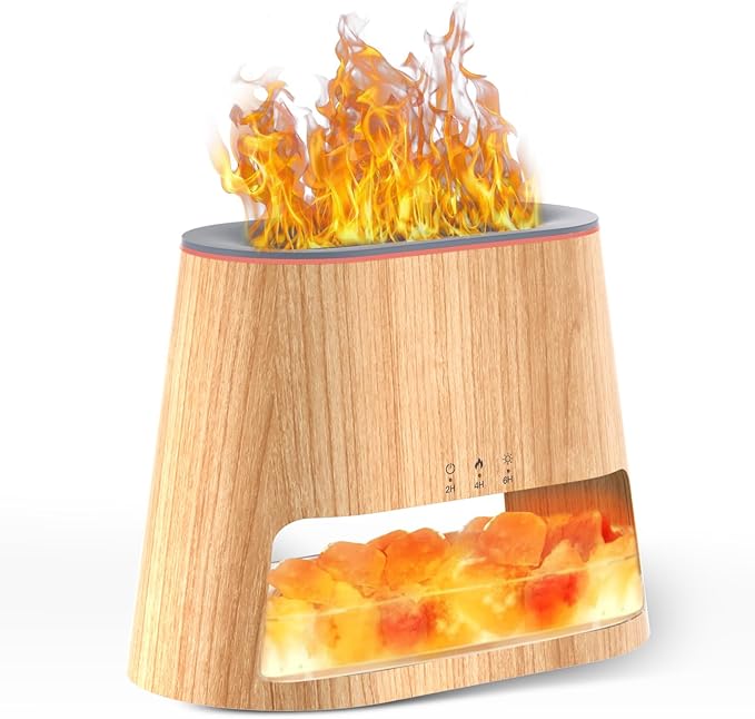 Luxury Himalayan Salt Lamp Humidifier & Aromatherapy Diffuser - 8 Color Mood Lighting w/Remote for Spa, Bedroom, Home Relaxation260ml (Wood)