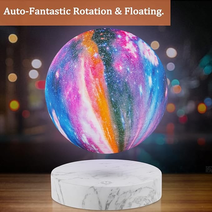 Levitating Galaxy Moon Lamp, Magnetic Floating Spinning 3D Moon Night Lights, with 16 Colors LED Star Moon Light for Office Bedrooms Decor, Birthday Gifts for Family, Friends, Kids