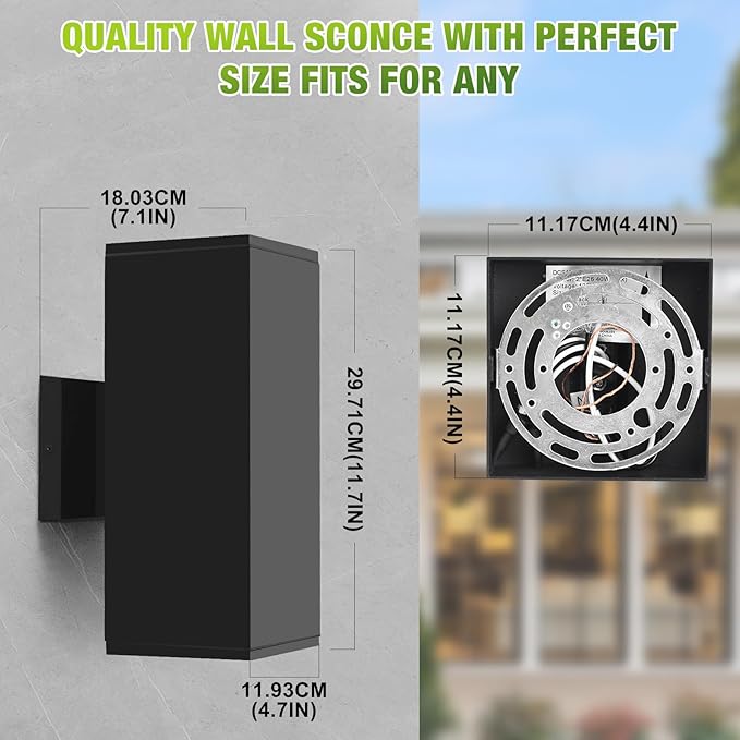 Outdoor Light Fixture Wall Mount, Exterior Lighting fixtures for Outside, Front Porch Lights, Waterproof Wall Sconce Lamp, Black Coach Lights for House, Patio, Garage, Doorway, Entryway