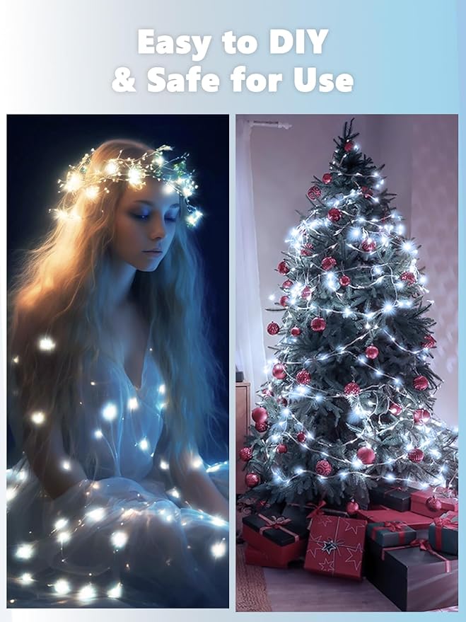 3 Pack Fairy Lights Battery Operated with Remote, 120LED 40FT Twinkle Lights Waterproof for Outdoor & Indoor, 8 Modes Battery String Light Timer for Christmas Party Birthday Home DIY Décor(Cool White)